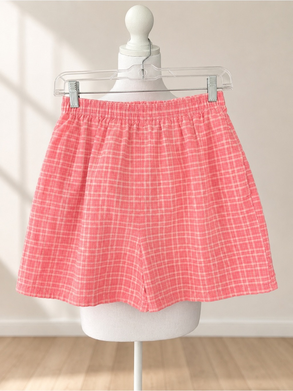 Rare Vintage 90s Create Havoc Pink Plaid Cotton Shorts with Pockets